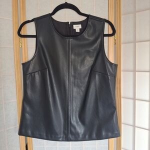 J.Crew Faux Leather Sleeveless Black Top, Size S